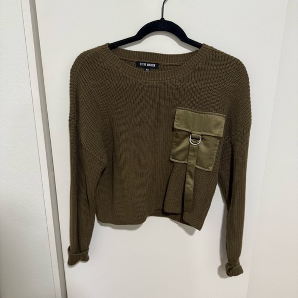 Steve Madden Madison Satin-Pocket Sweater